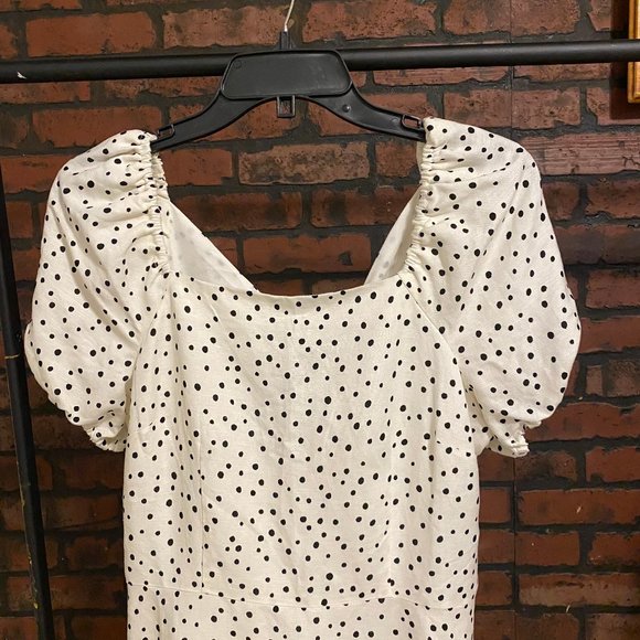 LOFT White Polka dot Babydoll Dress, Business, Picnic - Picture 3 of 5